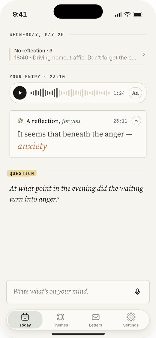 Today: an entry and the AI reflection